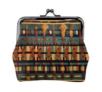 African Classic Weave print Cute Buckle Coin Purses Vintage Pouch Kiss lock Change Purse Wallets for Women Fashion, Black, One Size, Vintage