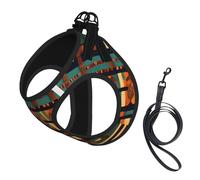 African Classic Weave Print Dog Harness with Leash Set with Thickened Padded Vest for Extra-Small/Small Medium Dogs