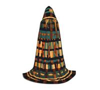African Classic Weave Print Hooded Wizard Robe Halloween Cloak Medieval Renaissance Cosplay Christmas Party Outfits