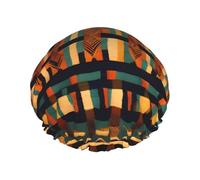 African Classic Weave Print Shower Essentials Bonnet For Women, Large Washable Elastic Band Bath Hair Wrap Shower Cap