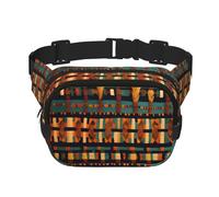 African Classic Weave Print Waist Pack Square Waist Bag Workout Hiking Running Travel Gym Pretty Zipper Fashion