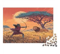 African Comics - Marseille Warrior Hunting Lions Puzzle 1000pcs (75x50cm) Erwachsene Puzzle,Home Decor