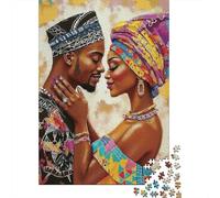 African Couple Jigsaw Puzzle for Adults 1000 Piece Jigsaw Puzzle Colourful Traditional Dress Puzzle Game for Family Home Decor Gift 38x26cm/1000pcs
