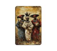 African Cultural Heritage Trio Retro Poster Metal Tin Sign Chic Art Retro Iron Painting Bar People Cave Cafe Family Garage Poster Wall Decoration 8x12inch(20x30cm)