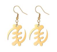 African Cultural Symbol Big Earrings For Women Stainless Steel Gye Nyame Earrings Ethnic Party Jewelry Gold Color