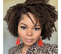 African curly wig women short curly hair,Pixie Cut Wig Natural Fluffy,Heat-resistant synthetic wig,for Women Afro Curly Daily Party Cosplay Use.(Gradient brown)