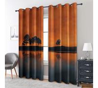 African Curtains Blackout, 108 Inch Drop, Orange Sunset Landscape Thermal Blackout Eyelet Curtains, Bedroom Living Room Decor Window Drapes 90 x 108, 2 Panels FY150