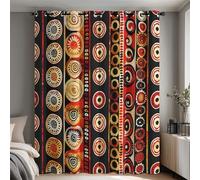 African Curtains Eyelet, Ethnic Tribal Blackout Curtains for Bedroom Living Room, Thermal Window Drapes Home Decor 66x84 Inch 2 Panels