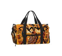 African Dancing Women Gym Bag for Men Women, Ethnic Weekend Travel Duffle Bag with Shoe Compartment,Water-Resistant Sport Overnight Tote Dance Yoga Carry On Holdall