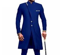 African Dashiki Outfits for Men Long Sleeve Shirt 2 Piece Set Top and Pants Wear Wedding Clothing Suit Coats Tracksuit (Color : Blue-3, Size : XL)