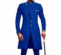 African Dashiki Outfits for Men Long Sleeve Shirt 2 Piece Set Top and Pants Wear Wedding Clothing Suit Coats Tracksuit (Color : Blue-2, Size : XL)
