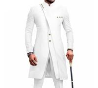 African Dashiki Outfits for Men Long Sleeve Shirt 2 Piece Set Top and Pants Wear Wedding Clothing Suit Coats Tracksuit (Color : White-2, Size : L)