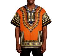 African Dashiki Shirt Festival Boho 60's 70's Hippie Kaftan Men's Afroprint Abstract African Pattern Casual T-Shirt Classic Fit Breathable Tee for Daily Wear Comfortable Loose Fit