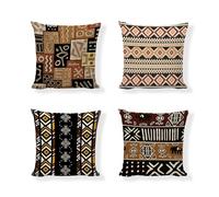 African Decor - Cushion Covers 18x18 Set of 4 African, African Ornaments, South African Gifts, Ethnic Cushion Covers, African Tribal Women Ethnic Art African Fabric Linen Decorations for Home Sofa