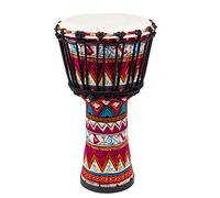 lotmusic African Djembe Drum, Standard 8'' Red Cloth Stitched Congo Drum, Professional Bongo Drum With Goatskin Drumhead