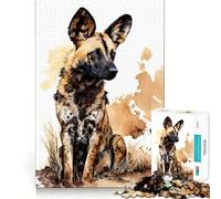 African Dog Jigsaw Puzzles for Adults1000 Pieces DownTime Game Calm Daily Fun Challenge Nice Art (50x75cm)
