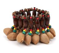 African Drum Bracelet, Hand - Made Nut Shell Handbell Percussion Instrument, Crisp - Sounding Wrist Bell for African Drumming and Street Performance, Musical Gift