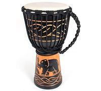 African Drum, Hand-Carved Bongo Congo Djembe Drum 8 inches Mahogany Goatskin Drumhead for Starter Beginners(Black)