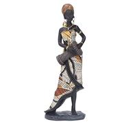African Drum Statue 12in Antique Resin African Tribal Lady Figurines Collectible Home Decor Hand Crafted Lifelike Musician Sculpture for Office Living Room