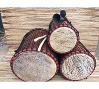 African Dundun / dun dun / doumdoum drum set carved - set of 3 drums