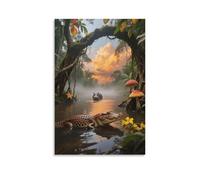 African Dwarf Crocodile Canvas Wall Art Congo River Print On Canvas Modern for Living Room Office Decoration Gift 12x18inch(30x45cm)