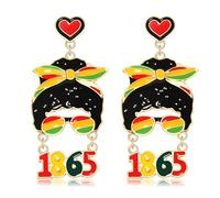 African Earrings for Women Beaded Africa Map Earrings Ethnic Juneteenth Heart Drop Dangle Earrings Ethnic Earrings African Jewelry Gifts, Zinc, No Gemstone