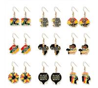 African Earrings for Women Enamel Africa Map Earrings Ethnic Juneteenth Earrings Black History Independence Day Earrings African Jewelry Gifts, Zinc, No Gemstone