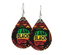 African Earrings Leather Juneteenth Drop Dangle Earrings Black History Month African Jewelry Gifts, Leather, No Gemstone