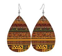 african earrings national patterns women earings teardrop leather earrings dangle earrings double sided lightweight ear accessories fashion jewelry birthday gift