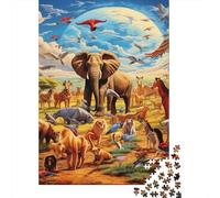 African Elephant 1000 Piece Jigsaw Puzzle Paper for Adults Savannah Animals Nature Scene Focus Family Leisure Home Decor Gift 52x38cm/1000pcs