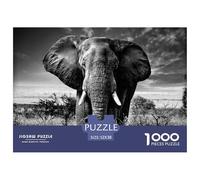 African Elephant 1000 Piece Jigsaw Puzzle Paper Puzzle for Adults Black White Nature Scene Relaxation Focus Home Gift 52x38cm/1000pcs 52x38cm/1000pcs