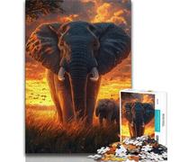 African Elephant 1000 Piece Jigsaw Puzzles for Teenagers,Toys Educational Games Stress Relieving Suitable for Desktop Decoration (75x50cm)