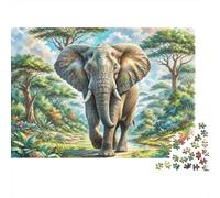 African Elephant 1000 Pieces Jigsaw Puzzle for Adults - Premium Wooden Difficult Puzzles, Family Game Night Gift, Wall Art Home Decor, Relaxing Therapy Toy 1000pcs (75x50cm)