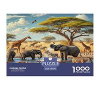 African Elephant 1000 Pieces Jigsaw Puzzles for Adults Wildlife Fun, Challenging & Brainteasing Beautiful Home Decoration Art Colorful DIY Craft 70x50cm/1000pcs