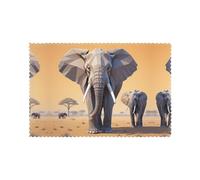 African Elephant 6-Piece Printed Placemat Set | 12x18-Inch Insulated Tabletops | Ideal Home Decor to Elevate Everyday Dining