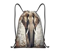 African Elephant Animal Pattern Drawstring Backpack Gym Bag Versatile Unisex Sport Sack For Running Swim Beach 36X42Cm