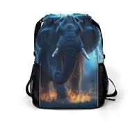 African Elephant Braving Thunders Trendy Drawstring Backpack with Shoes Compartment Gym Bag Beach Cinch for Women Men