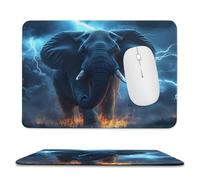 African Elephant Braving Thunders Trendy Gaming Mouse Pad Rubber Base Non-Slip Large Desk Mat Home Office 7.9"x9.4"