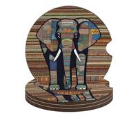 African Elephant Car Coasters, 4PCS Non-Slip Car Cup Holder Coasters with Cork Base, Heat Resistant & Waterproof Drink Coaster for Women Men