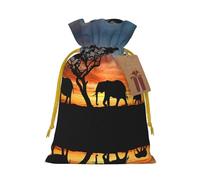African Elephant Christmas Drawstring Sack Gift Bag, Lightweight And Cute In Design