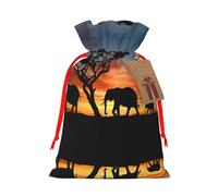 African Elephant Christmas Drawstring Sack Gift Bag, Lightweight And Cute In Design