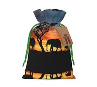 African Elephant Christmas Drawstring Sack Gift Bag, Lightweight And Cute In Design