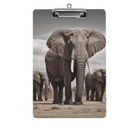 African Elephant Clipboard, A4 Acrylic Clipboards with Hanging Hook, Ultra Lightweight & Shatterproof Writing Board for Office, Nurses, 8.5" X 12.5"