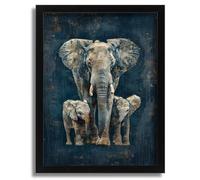 African Elephant Family Wall Art Print Animal Artwork Elephants Framed Picture A2 Poster on Canvas - Wall Art Home Decor Movie Poster Canvas Film Cinema Retro Vintage Cult Classic Nostargic Saga Mode