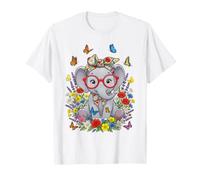 African Elephant Floral Butterfly Wildflower Illustration T-Shirt