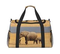 African Elephant Full Print Travel Duffle Bag with Adjustable Shoulder Strap,Large Capacity Twill Polyester Crossbody Bag for Gym,Weekend Trips Outdoor Activities