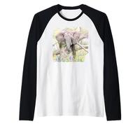 African Elephant Grasses Delicious with Serengeti: Tanzania Wildlife Design Raglan Baseball Tee