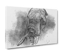 African Elephant in Abstract Canvas Print for Living Room Bedroom Home Office Décor, Wall Art Picture Ready to Hang, 30 x 20 Inch (76 x 50 cm)