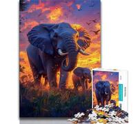 African Elephant Jigsaw Puzzles 1000 Pieces for Adults Teens,Staycation Kill Time with Fully Interlocking Randomly Shaped Pieces (50x75cm)