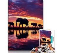 African Elephant Jigsaw Puzzles for Teenagers 1000 Jigsaws,Stress Reliever Difficult Challenge Deal As Gifts for The Whole Family 38x26cm